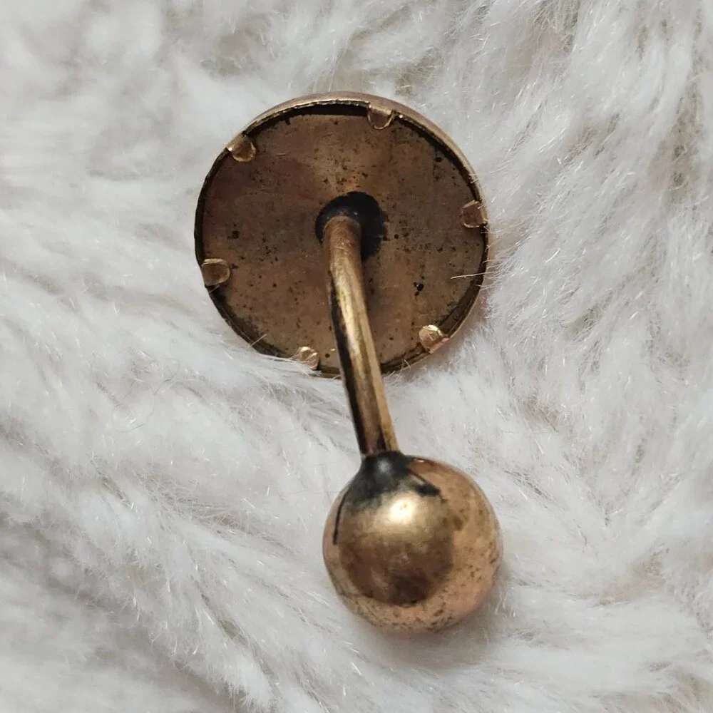 Antique Photograph Cufflink 1800s Sweetheart Mourning Jewelry Vintage Gold Tone